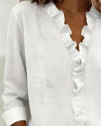 Indie | Bluse con volant, scollatura a V e maniche lunghe