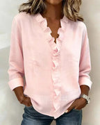 Indie | Bluse con volant, scollatura a V e maniche lunghe