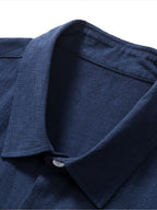 Camicia in Mischia di Lino e Viscosa con Bottoni & Pantaloni in Lino a Gamba Dritta