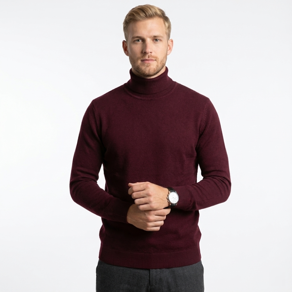 Monte Carlo Premium Collo Alto Uomo - Maglione Fine con Collo Alto