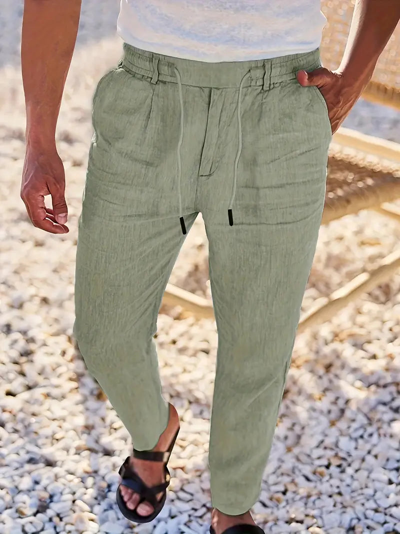 NICHOLS | PANTALONI LARGHI IN LINO CON CORDINO