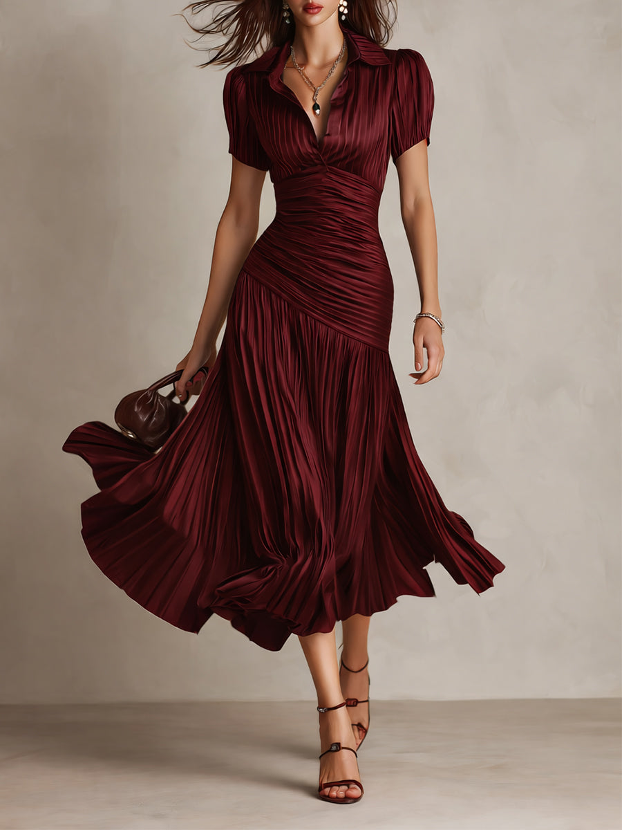 Adriana | Abito midi in satin a righe rétro