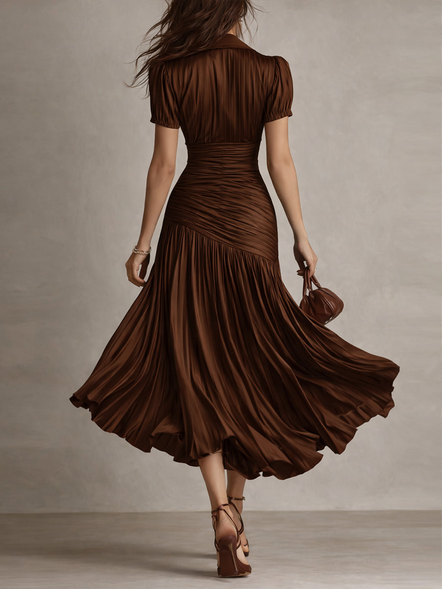 Adriana | Abito midi in satin a righe rétro