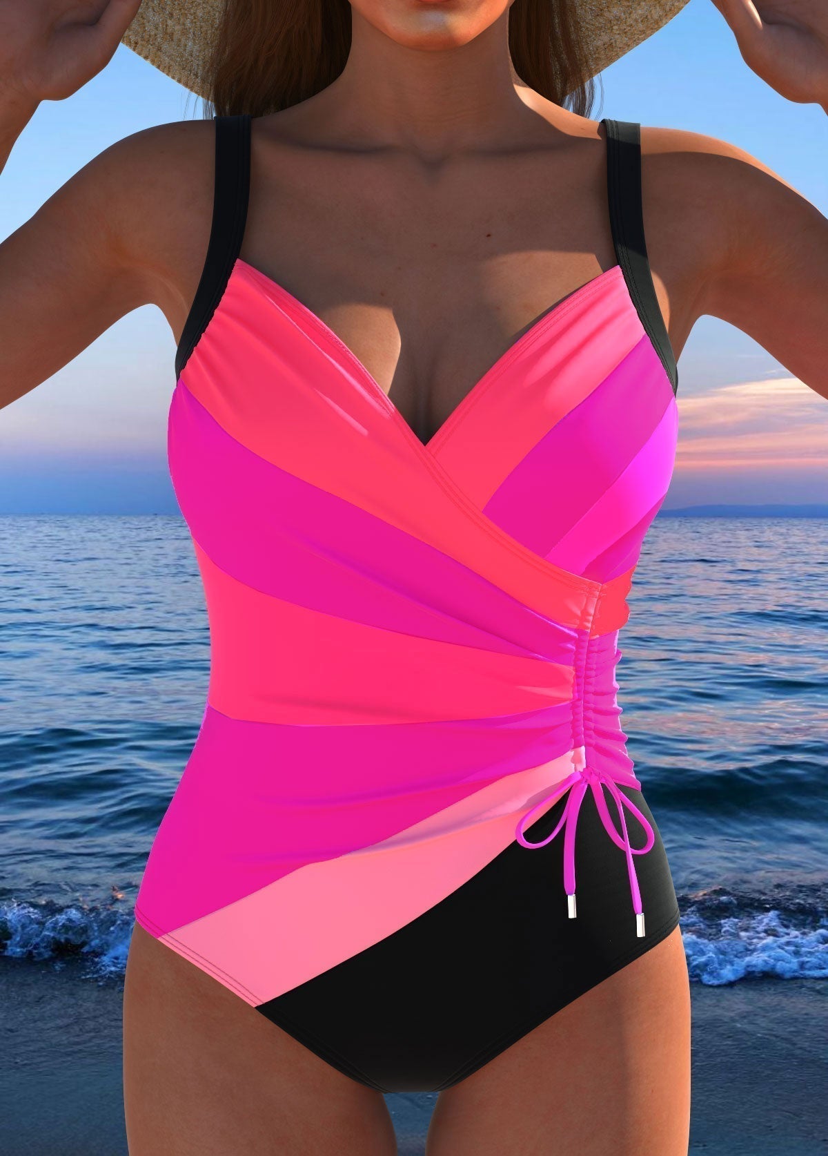 Costume da bagno avvolgente di lusso con stampa colorata