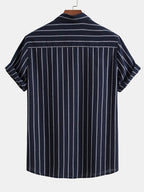 Camicia a Righe in Mix di Cotone con Bottoni