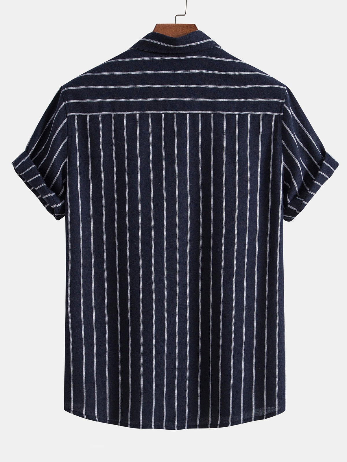 Camicia a Righe in Mix di Cotone con Bottoni