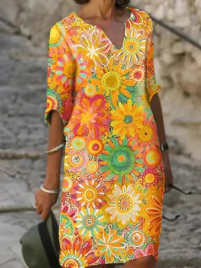 Nira | Abito Midi a Fiori Vivaci