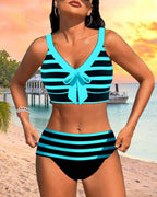 Laluna® | Bikini a righe con vita alta