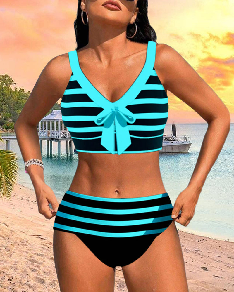 Laluna® | Bikini a righe con vita alta