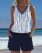 Mia | Top e pantaloni stampati a V