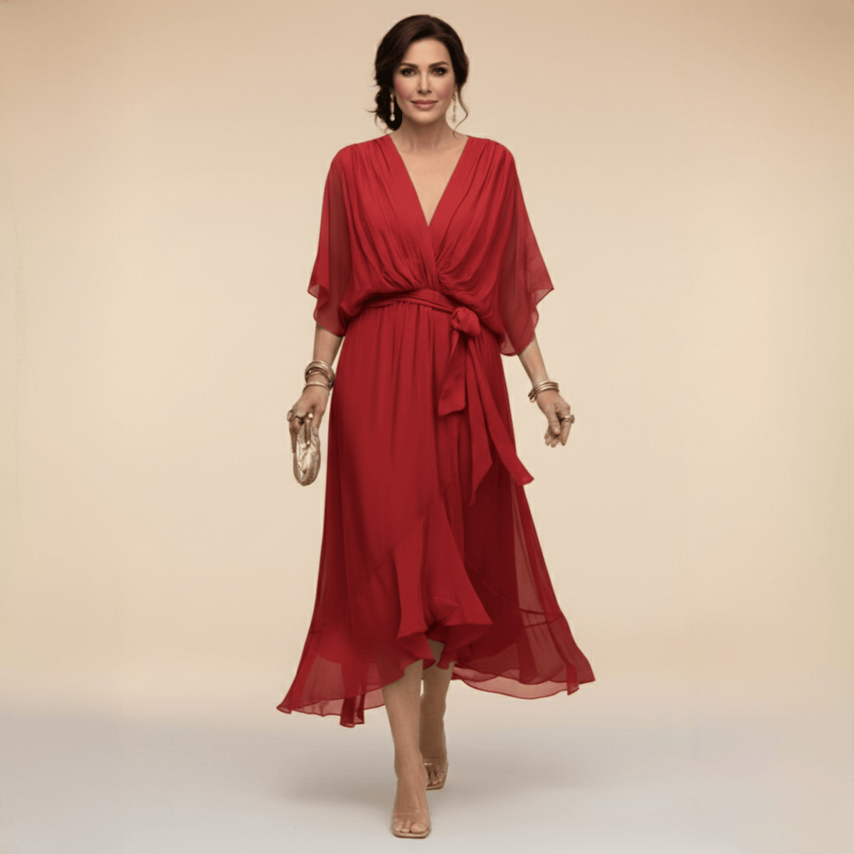 Laura™ | Abito in chiffon con scollatura a V