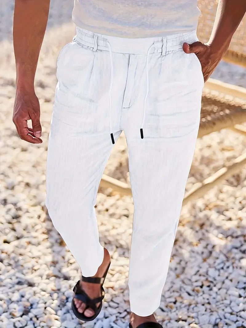 NICHOLS | PANTALONI LARGHI IN LINO CON CORDINO