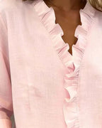 Indie | Bluse con volant, scollatura a V e maniche lunghe