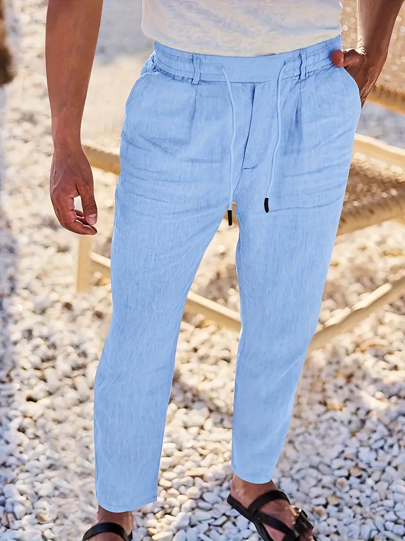 NICHOLS | PANTALONI LARGHI IN LINO CON CORDINO