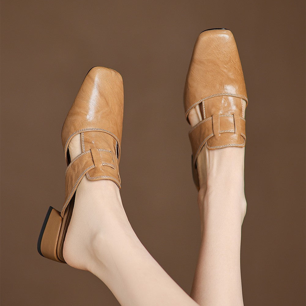 Mule in pelle Rosel con punta quadrata