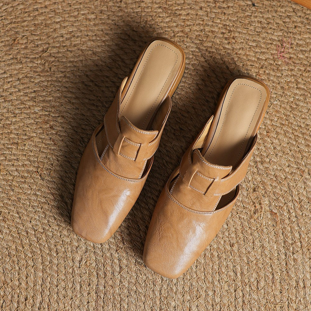 Mule in pelle Rosel con punta quadrata