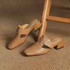 Mule in pelle Rosel con punta quadrata