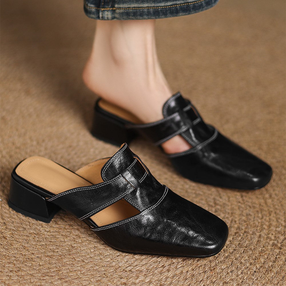 Mule in pelle Rosel con punta quadrata
