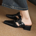 Mule in pelle Rosel con punta quadrata
