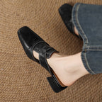 Mule in pelle Rosel con punta quadrata