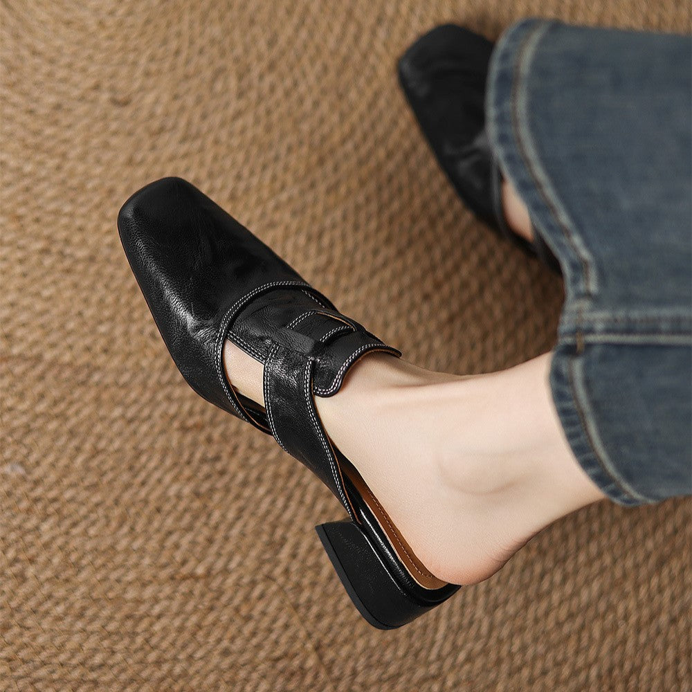 Mule in pelle Rosel con punta quadrata