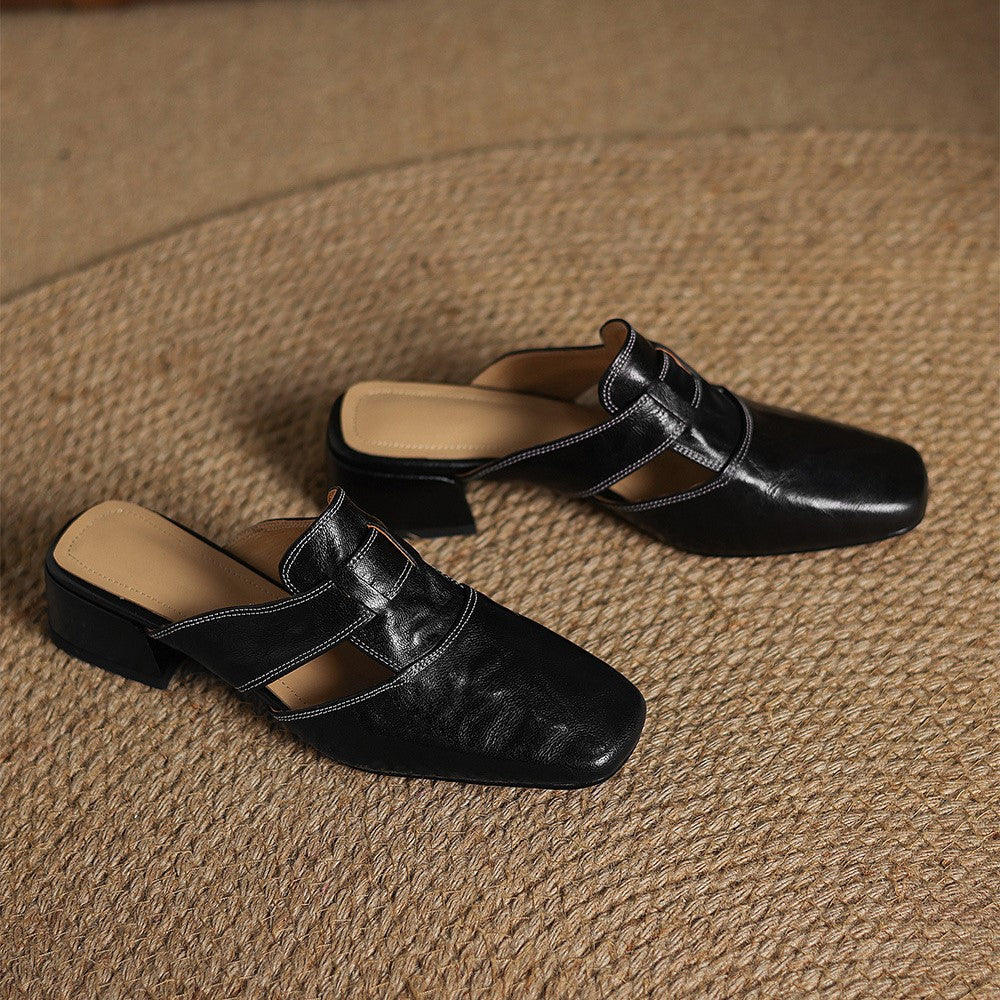 Mule in pelle Rosel con punta quadrata