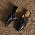 Mule in pelle Rosel con punta quadrata