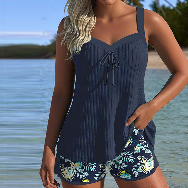 Laluna® | Tankini a righe con pantaloni da spiaggia a due pezzi