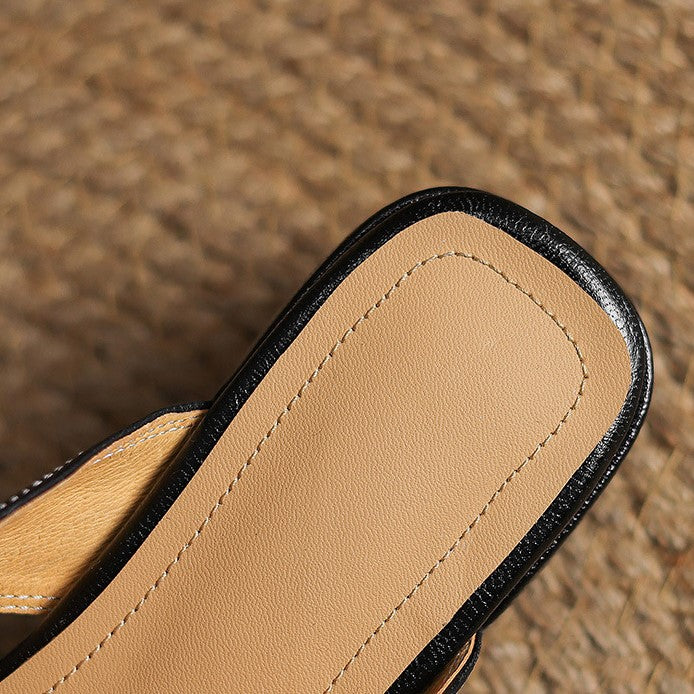 Mule in pelle Rosel con punta quadrata
