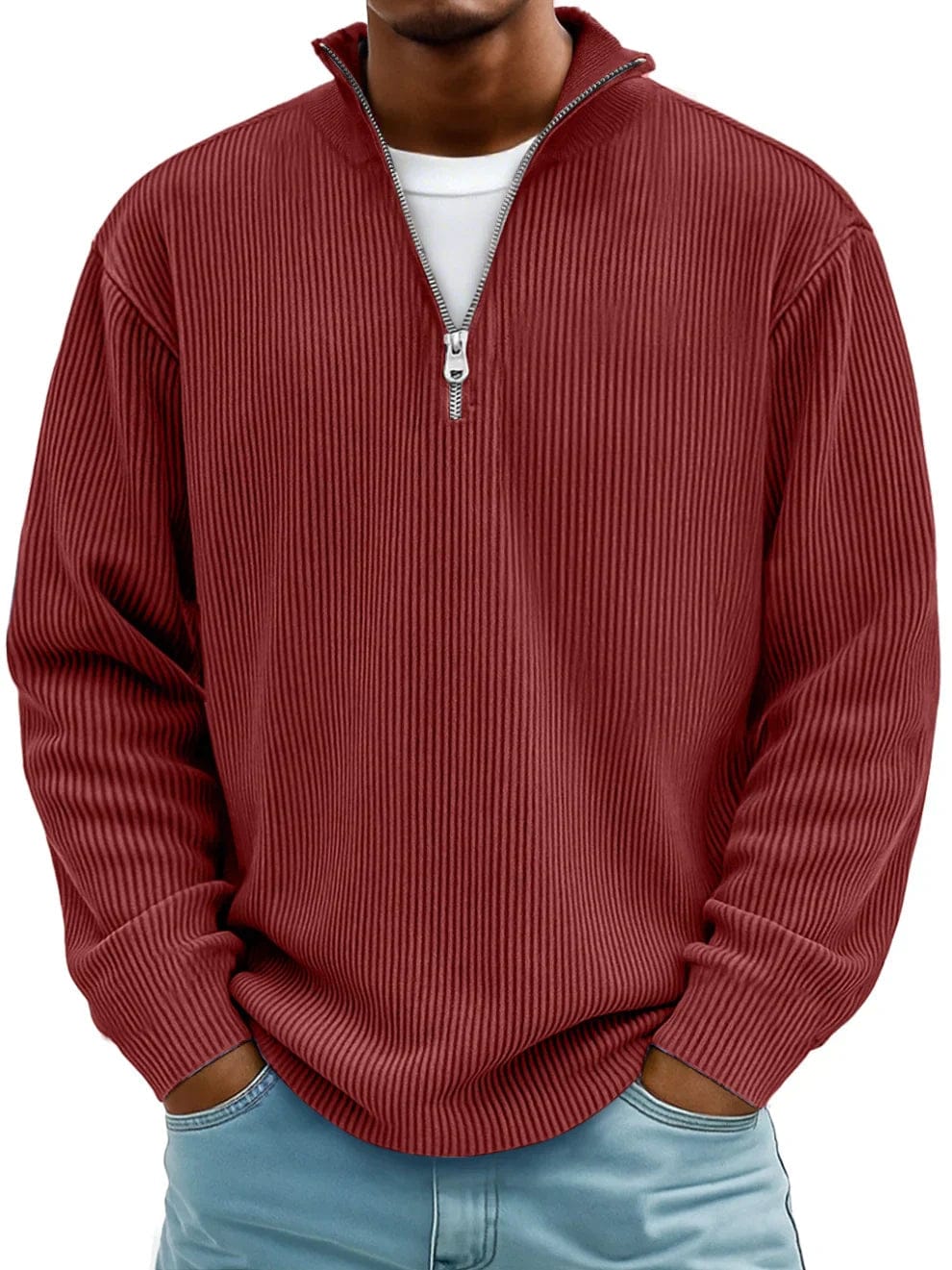 Mats | Maglione con Zip Comodo a Costine