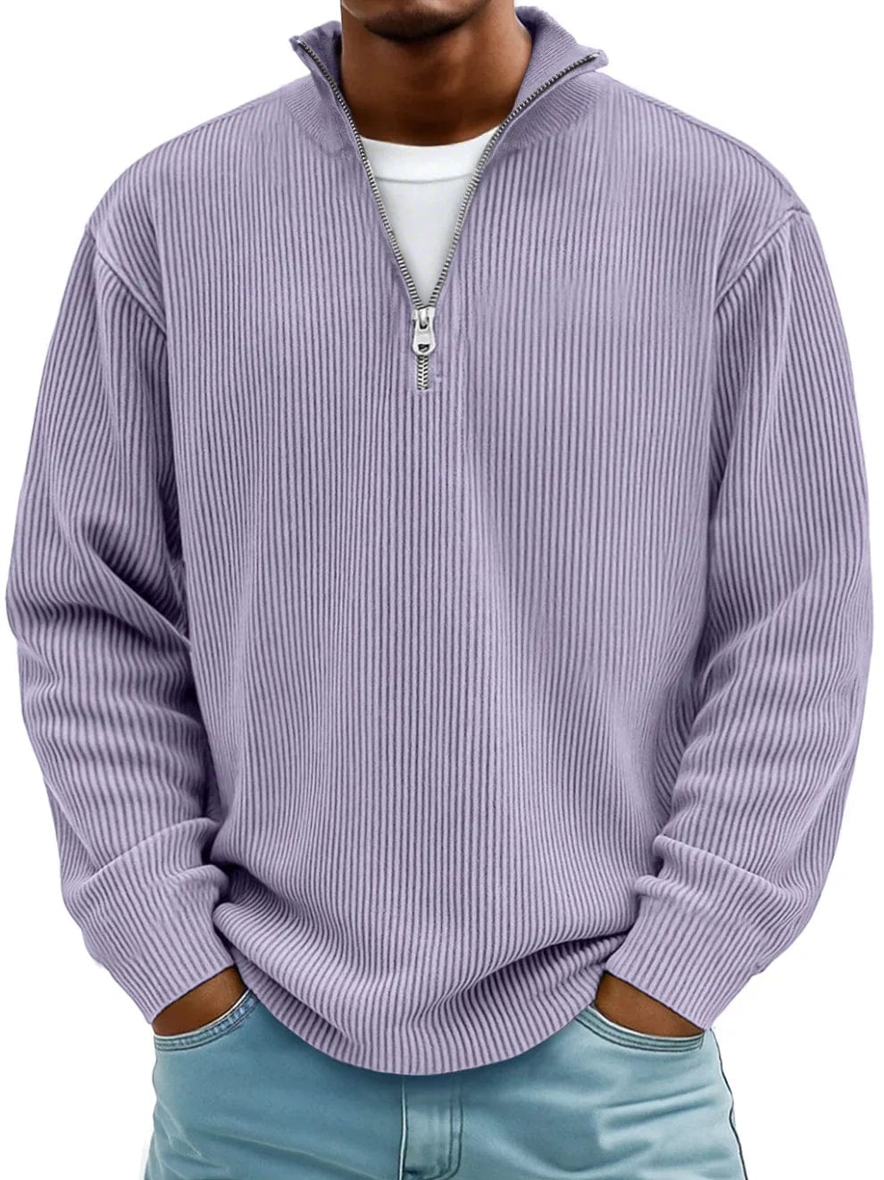 Mats | Maglione con Zip Comodo a Costine