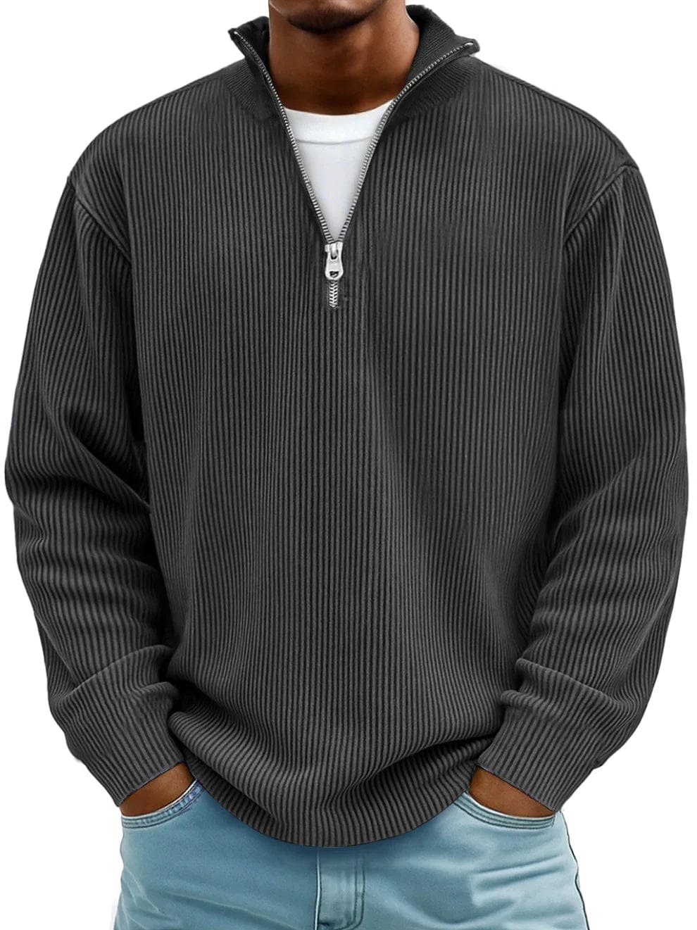 Mats | Maglione con Zip Comodo a Costine