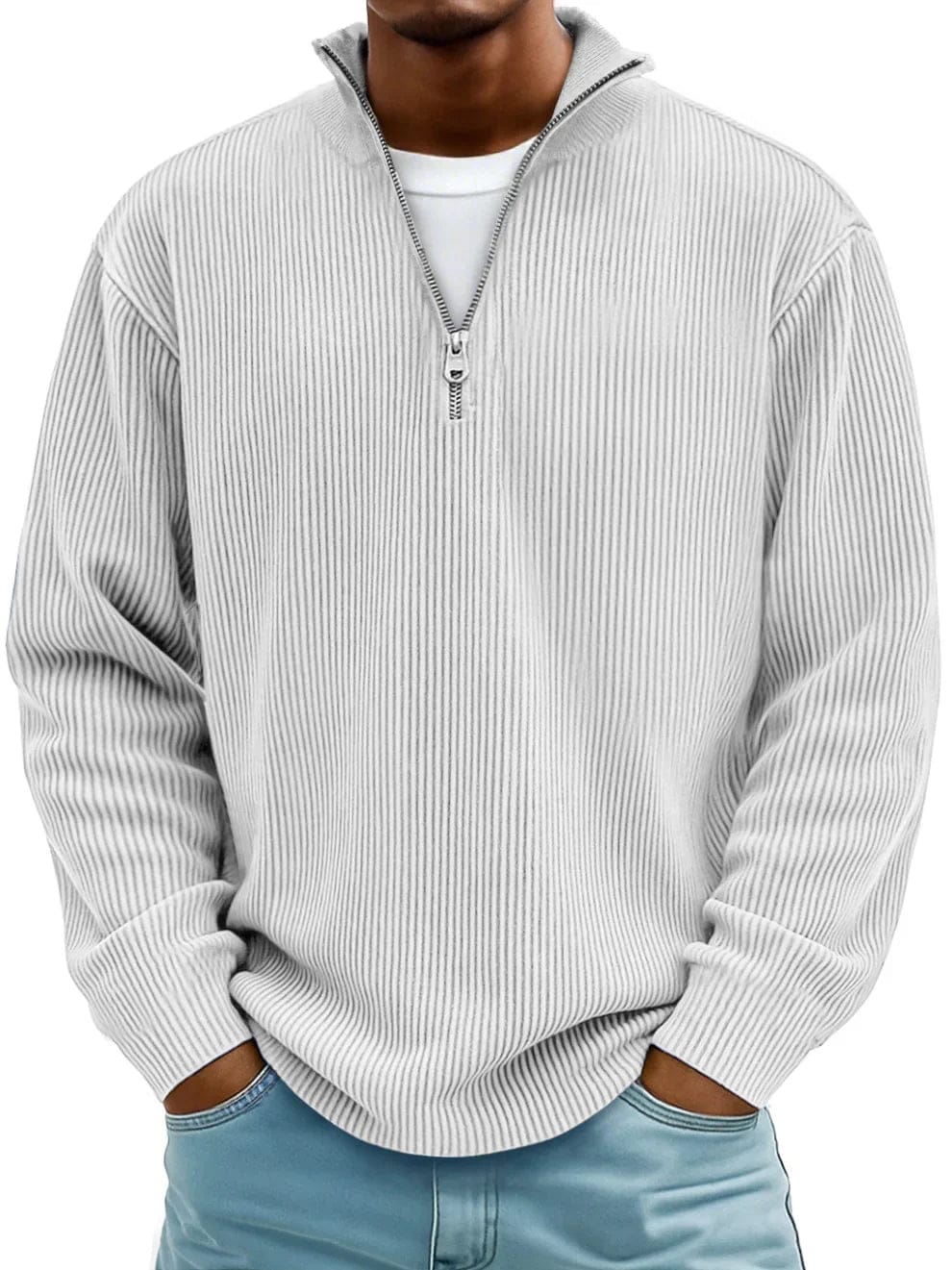Mats | Maglione con Zip Comodo a Costine