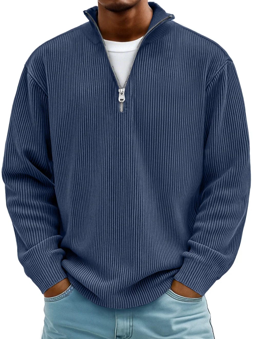 Mats | Maglione con Zip Comodo a Costine