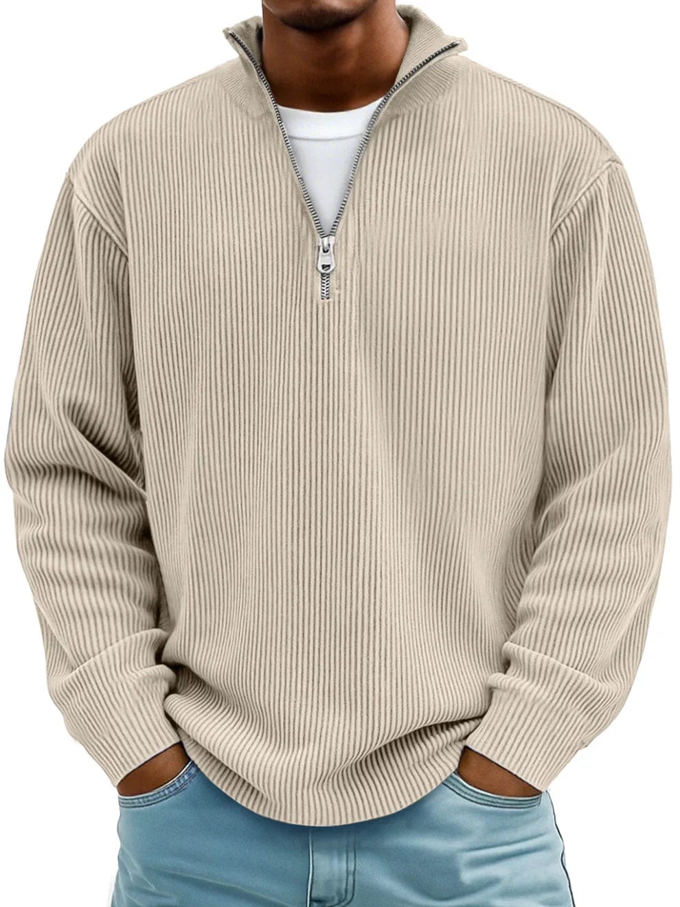 Mats | Maglione con Zip Comodo a Costine