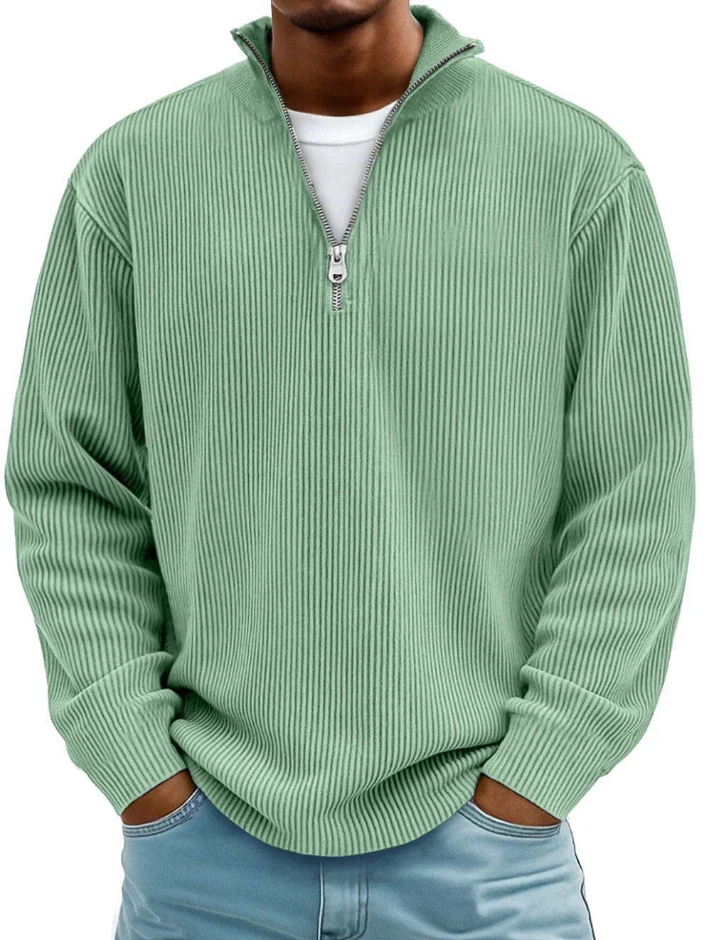Mats | Maglione con Zip Comodo a Costine