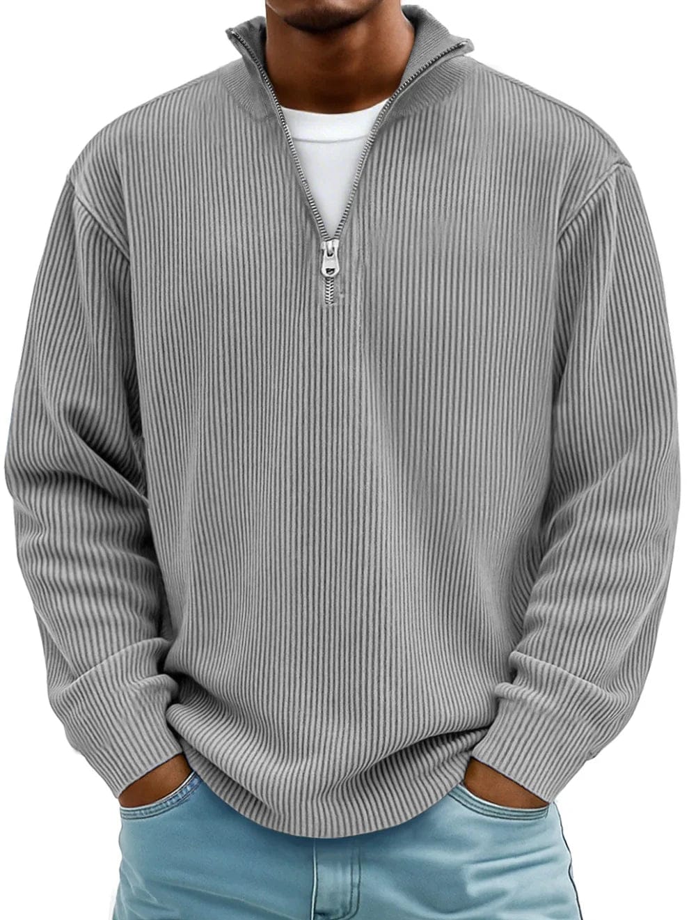 Mats | Maglione con Zip Comodo a Costine