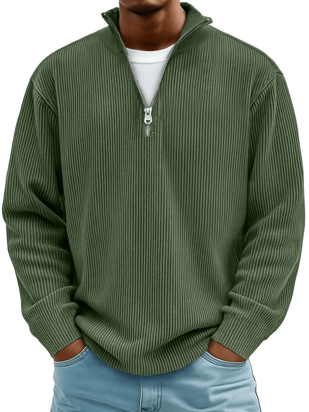 Mats | Maglione con Zip Comodo a Costine