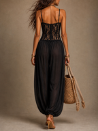 Eulalie | Tuta Fluida in Pizzo, Collo Halter