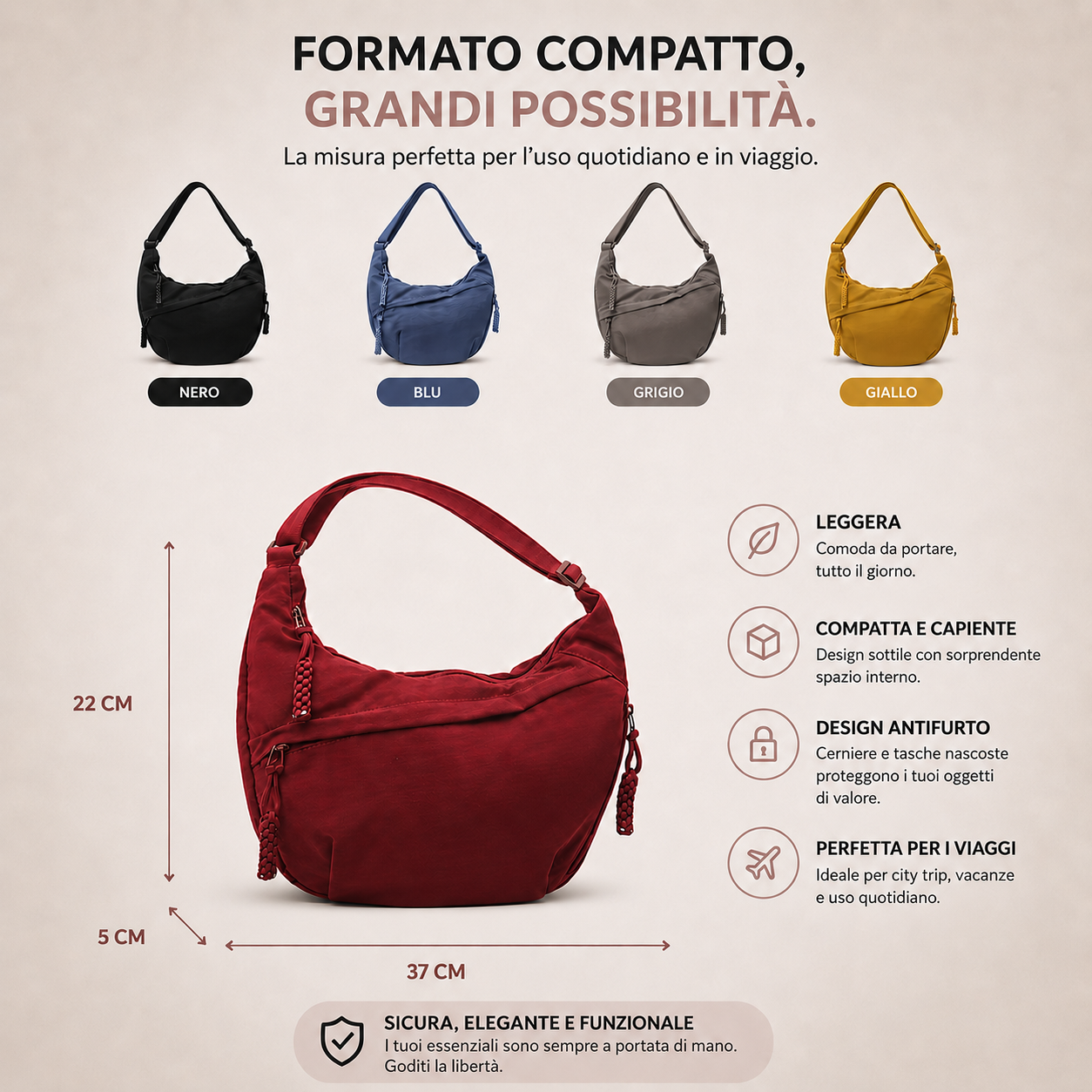 Rosa | Borsa a Spalla Bordeaux