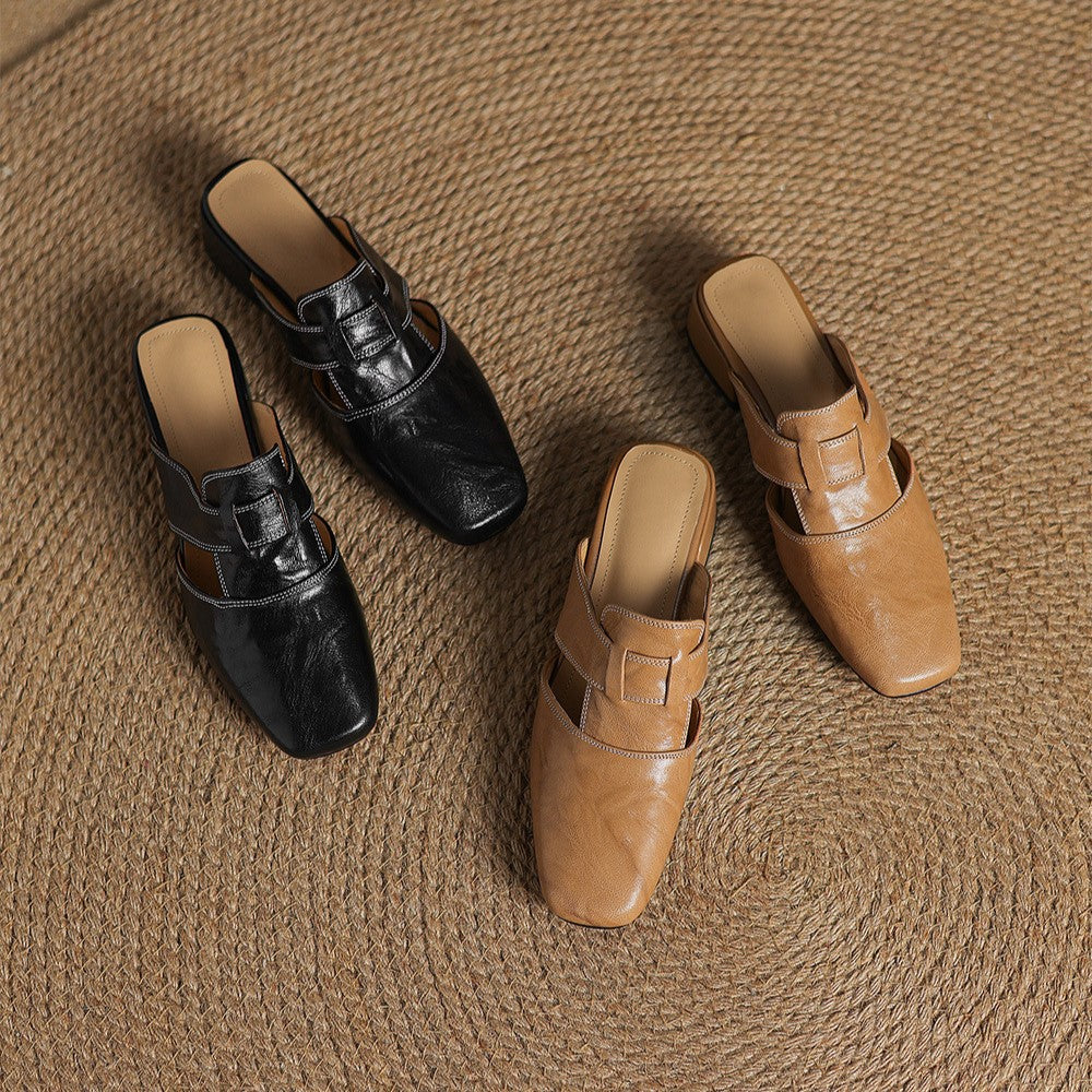 Mule in pelle Rosel con punta quadrata