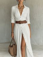 Abito Maxi in Lino Bianco