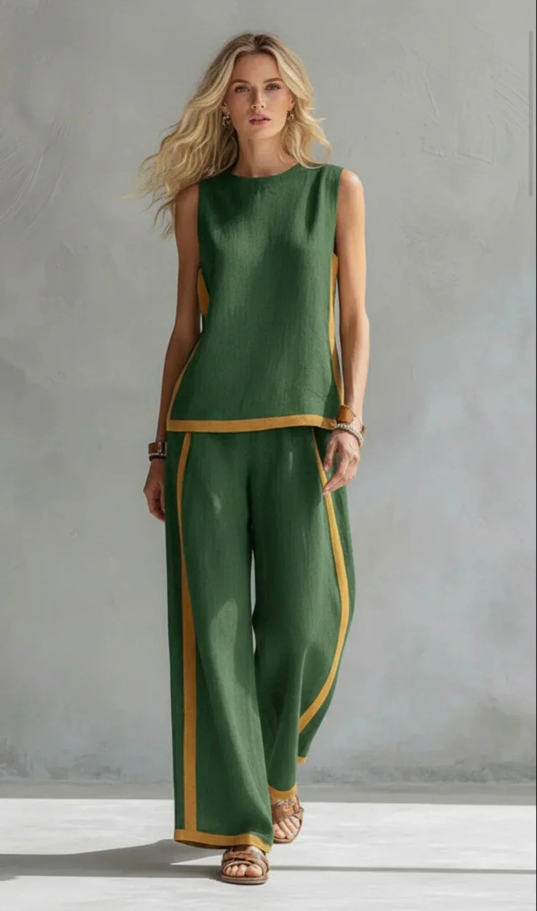 Ursula – Completo gilet e pantaloni chic e casual con finiture bicolori