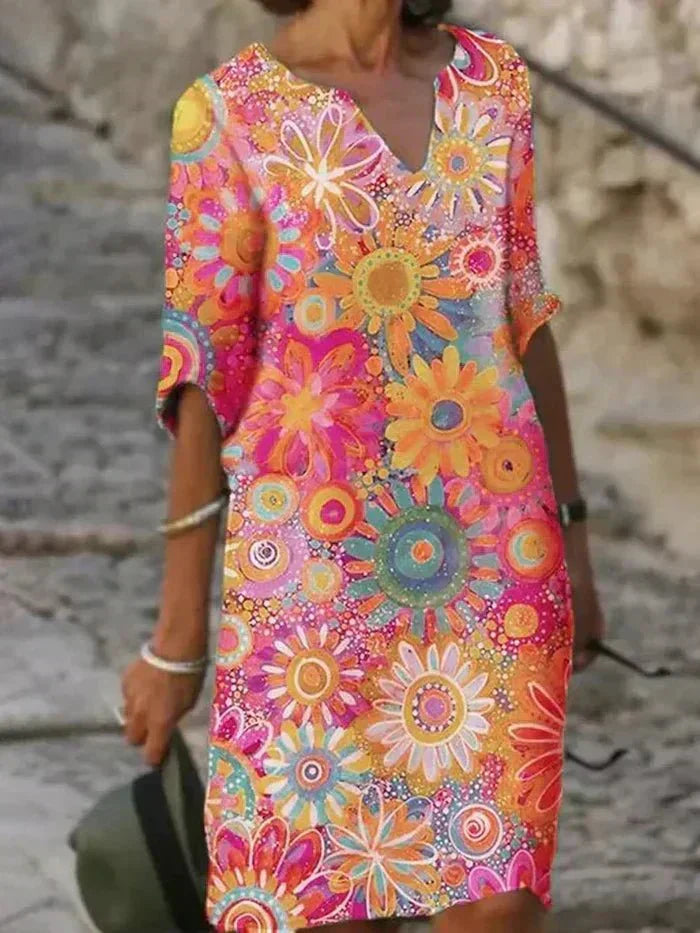 Nira | Abito Midi a Fiori Vivaci