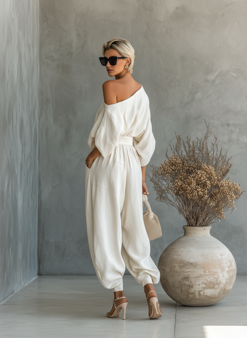 Set in Lino Off-Shoulder