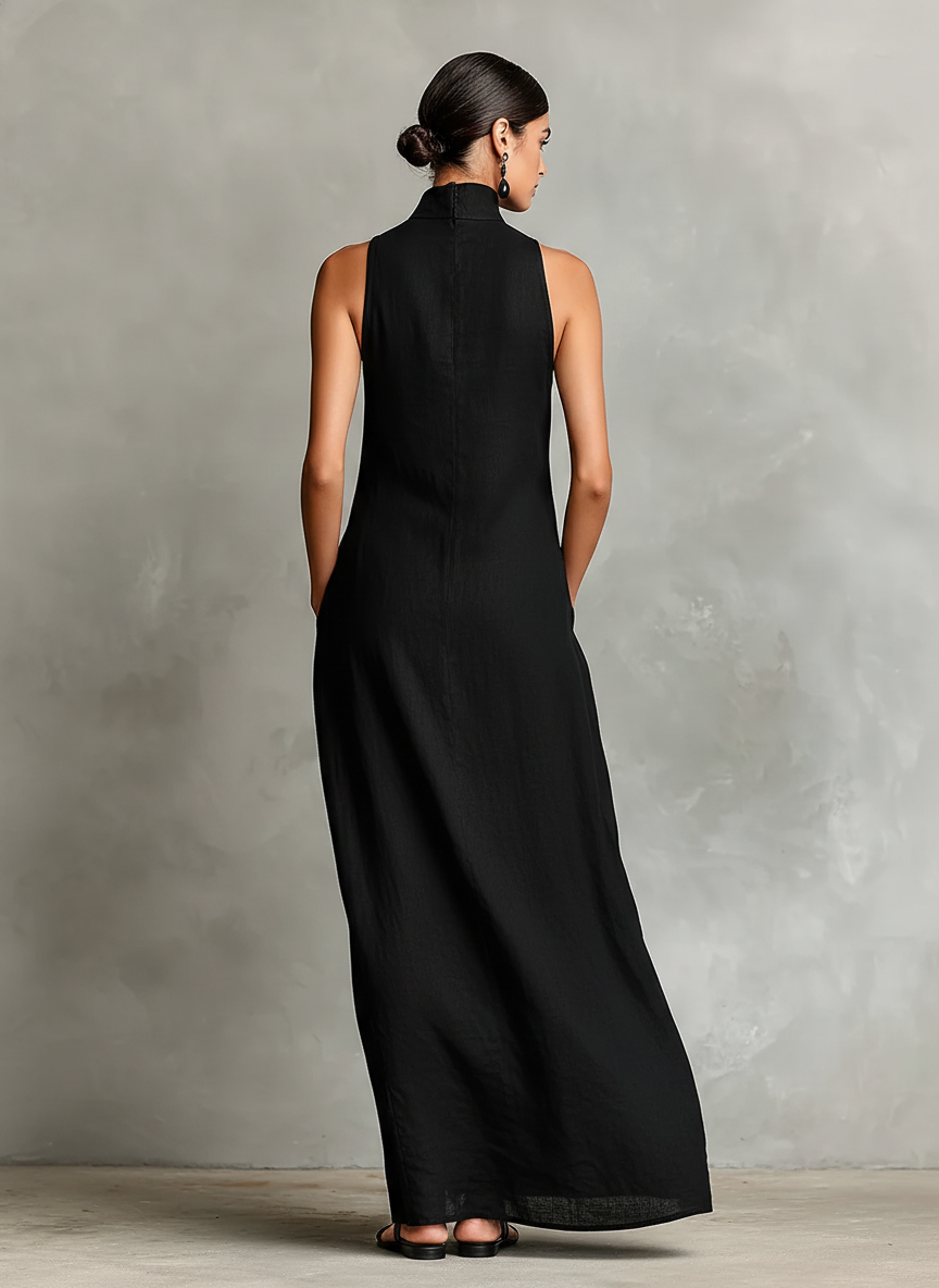 Catherine | Abito lungo nero minimalista