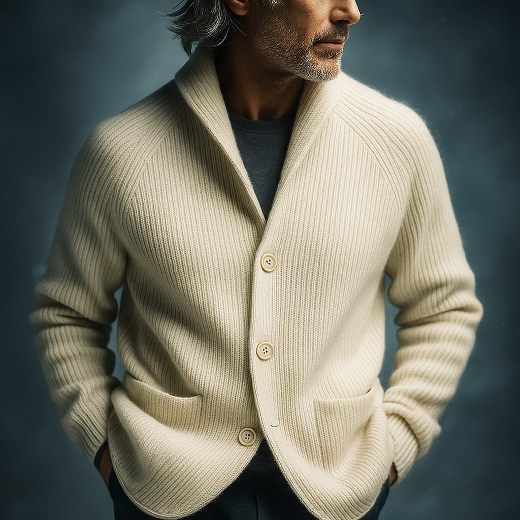 SILVORO | CARDIGAN IN LANA RIBBATA PER UOMINI