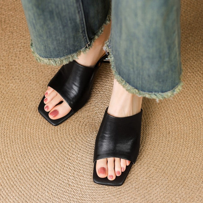 Mule in pelle Virelle Curve con tacco