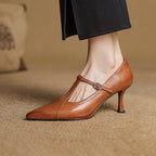 Aveline Pumps con T-Riemen in Pelle