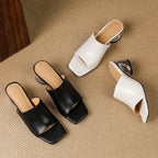 Mule in pelle Virelle Curve con tacco